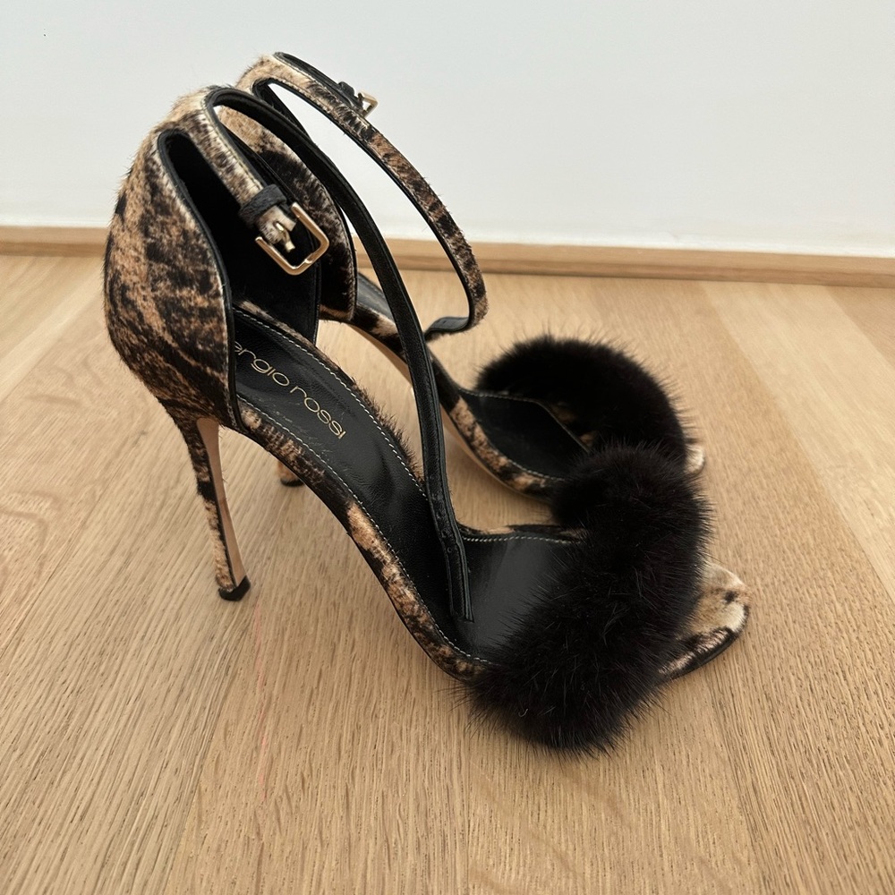 Sergio Rossi Leopard and Mink sandals - Picture 2 of 5